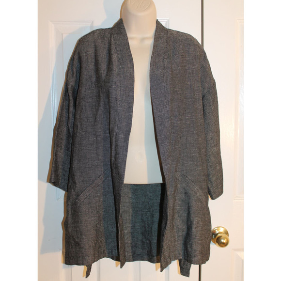 Eileen Fisher Organic Linen Blend Open Front Jacket sz XS - Picture 1 of 4